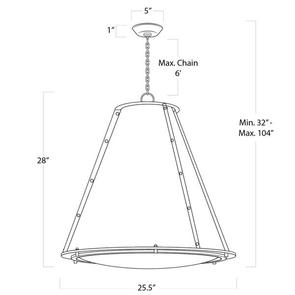 French Maid Chandelier Large (Blue and Polished Nickel) Line Drawing